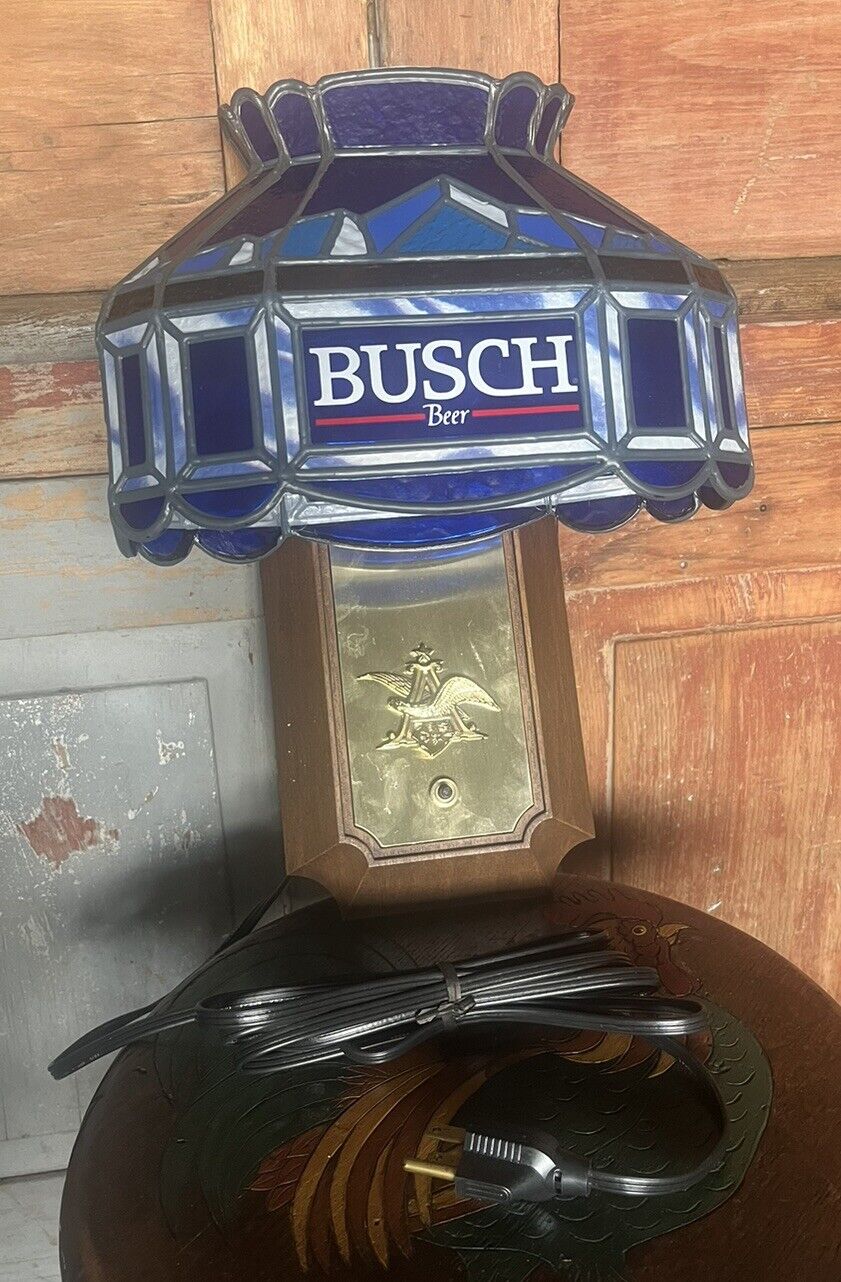 Vintage 1986 Stained Glass Busch Beer Light Never Used