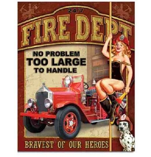 Fire Dept No Problem Metal Tin Sign Home Firefighter Garage Shop Bar Decor #1720