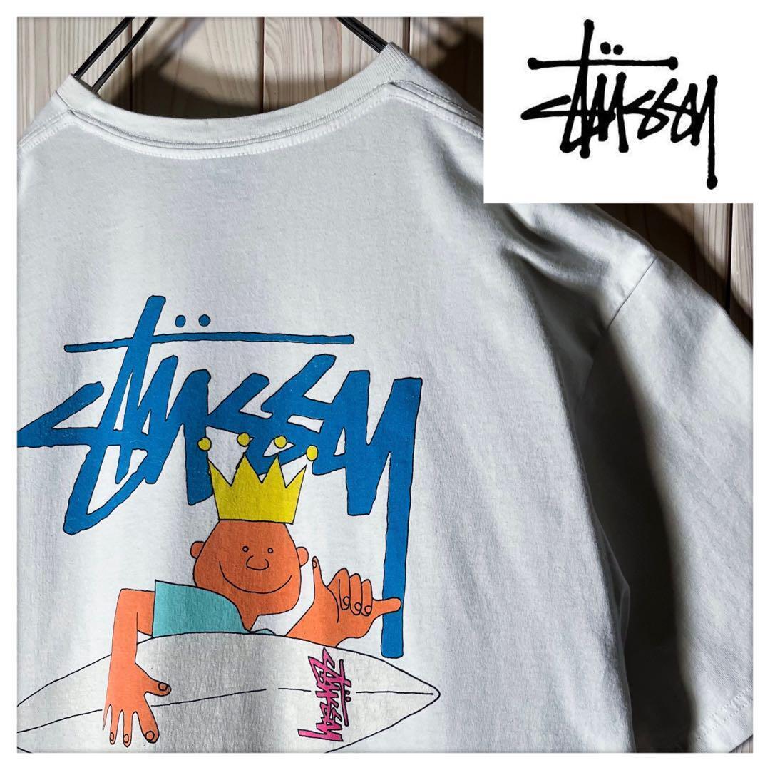  00s XL Old Stussy Double Sided Surfman Crown Logo T-Shirt