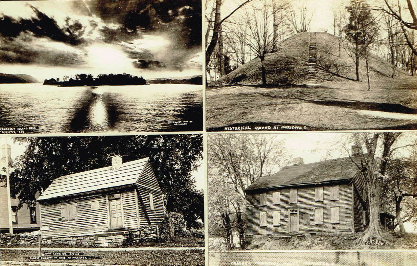 Vintage Marietta Ohio Real Photo Postcard 4 Black & White Pictures New 