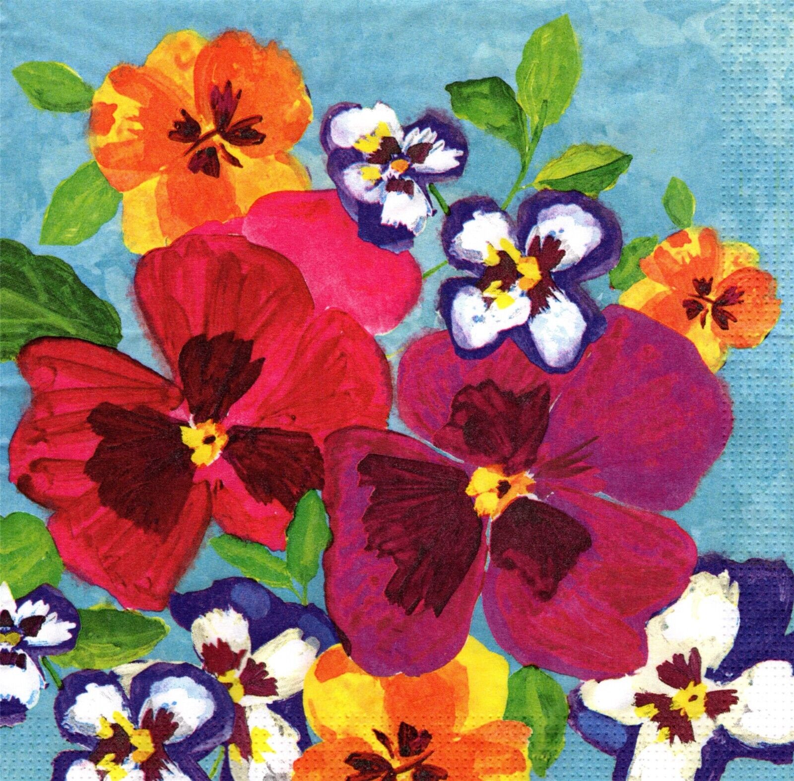 (2) Two Paper Lunch Napkins for Decoupage/Mixed Media - Pansy Power floral