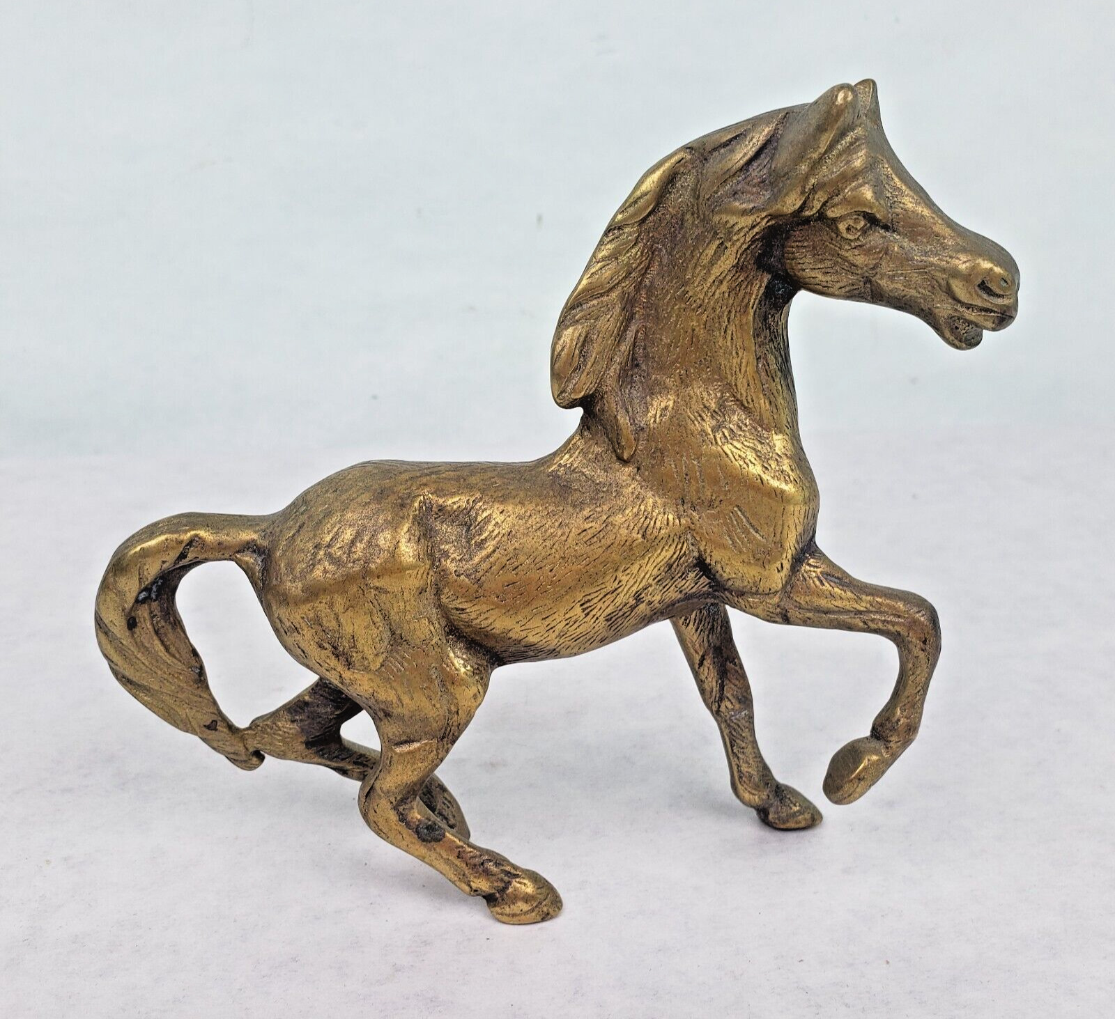 Vintage Decorative Brass Horse Statue Art Small Sculpture