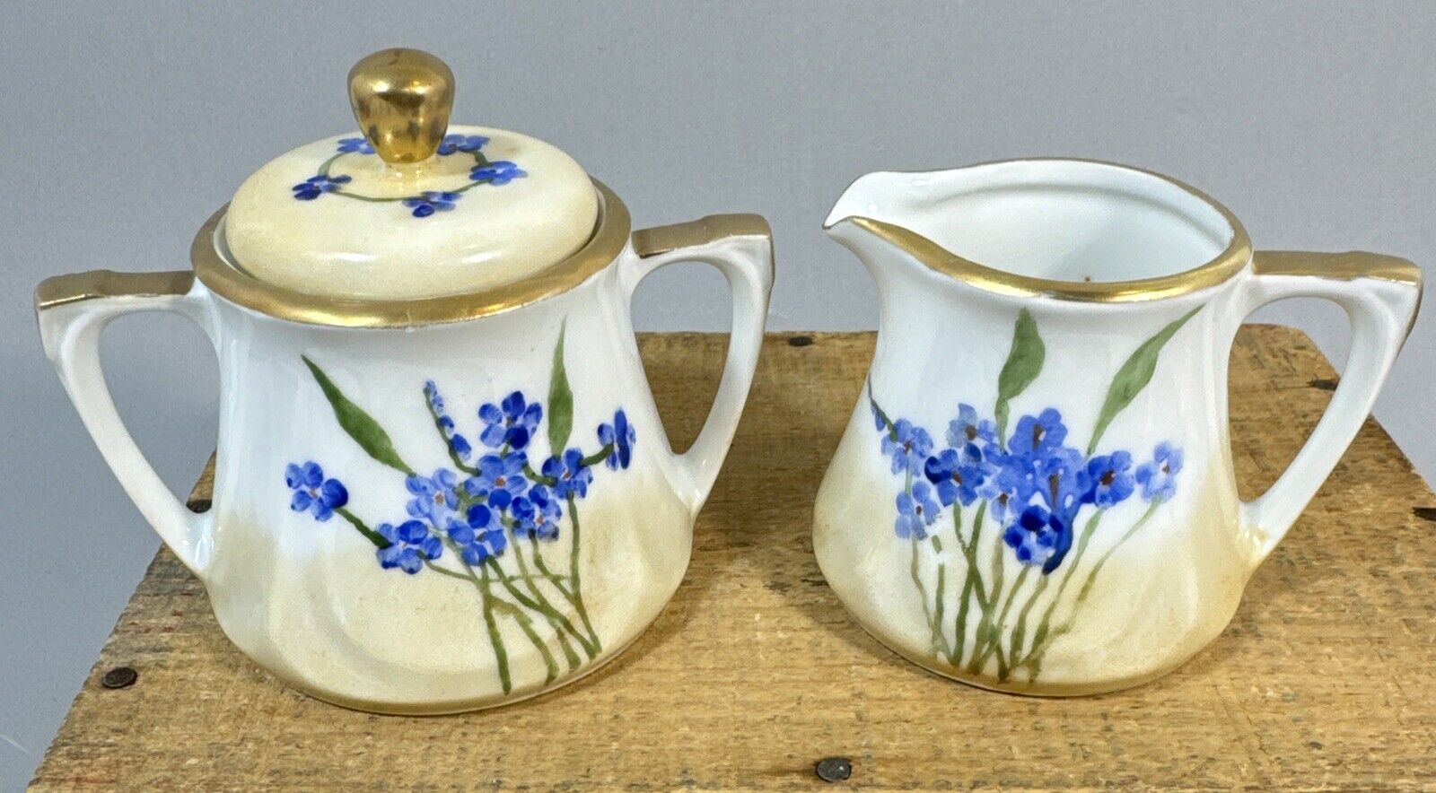Antique RS Prussia Germany Sugar And Cream Set~ Signed By Artist