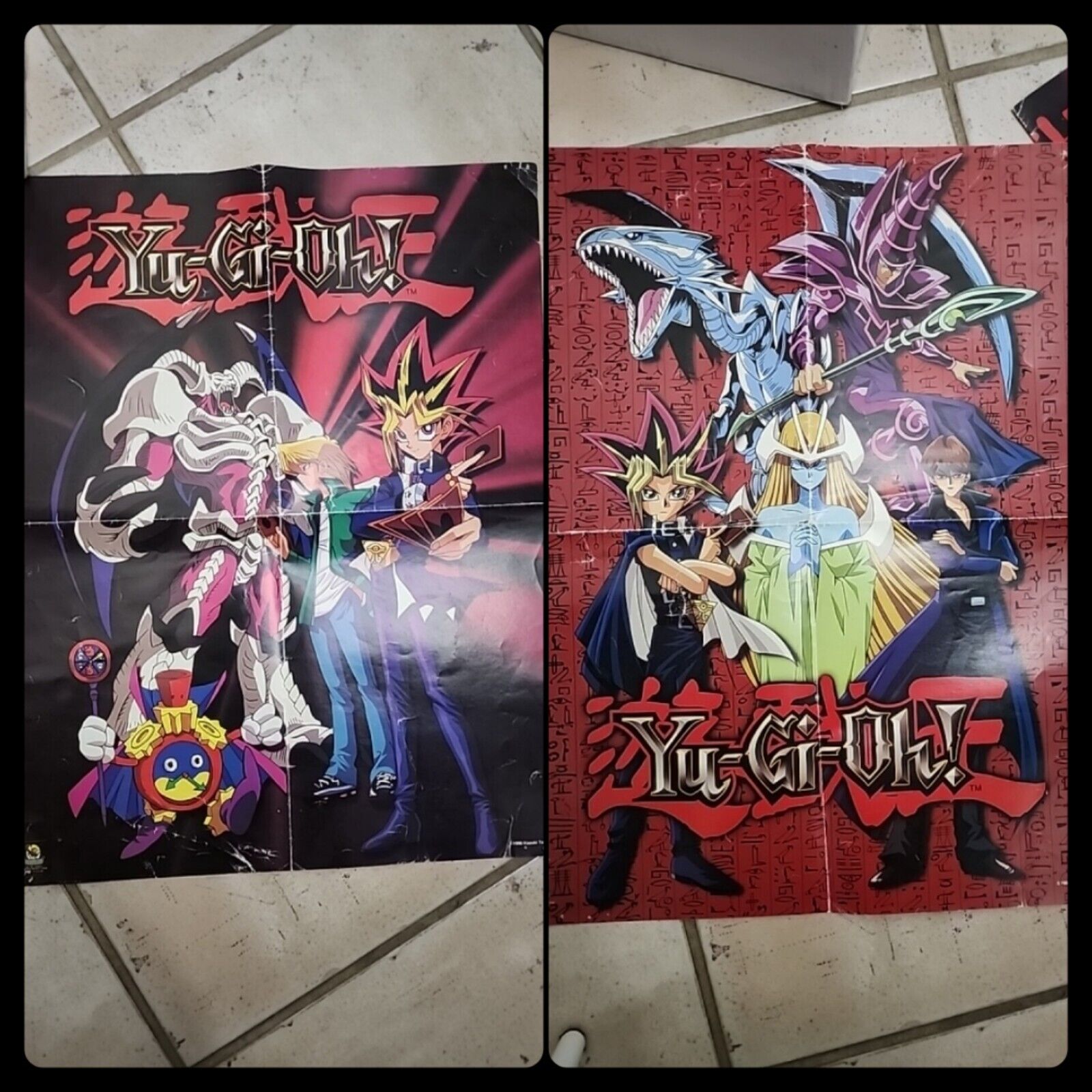 Yu-Gi-Oh Poster Lot, 2 Framed Posters Included, Vintage, 1996, Good Condition 