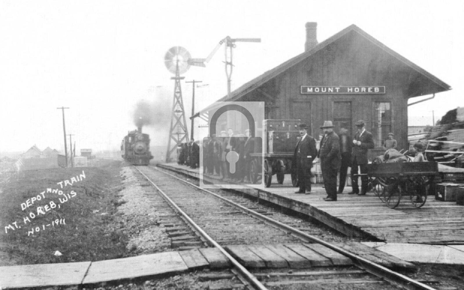 Railroad Train Station Depot Mount Horeb Wisconsin WI Reprint Postcard