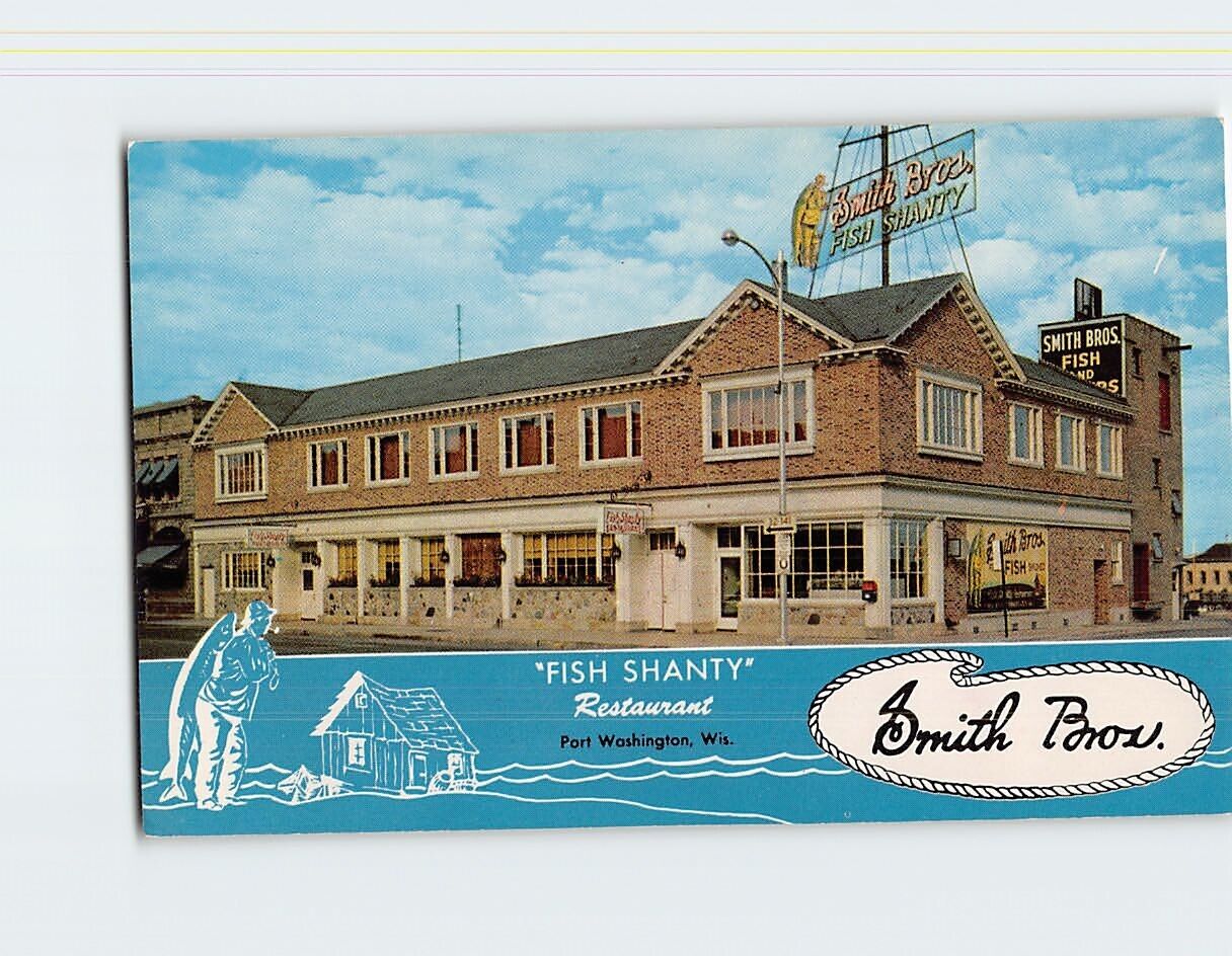 Postcard Smith Bros. Fish Shanty Restaurant Port Washington Wisconsin USA