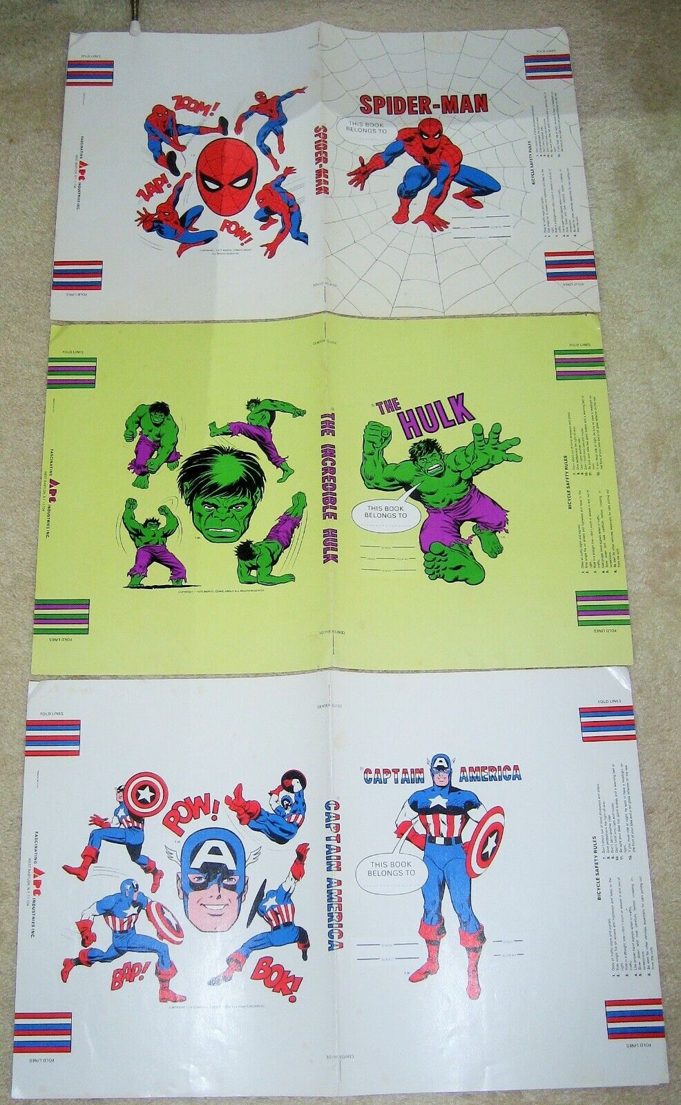 Rare 1975 Marvel Comics Captain America Hulk Spider-Man Book Covers Marvelmania