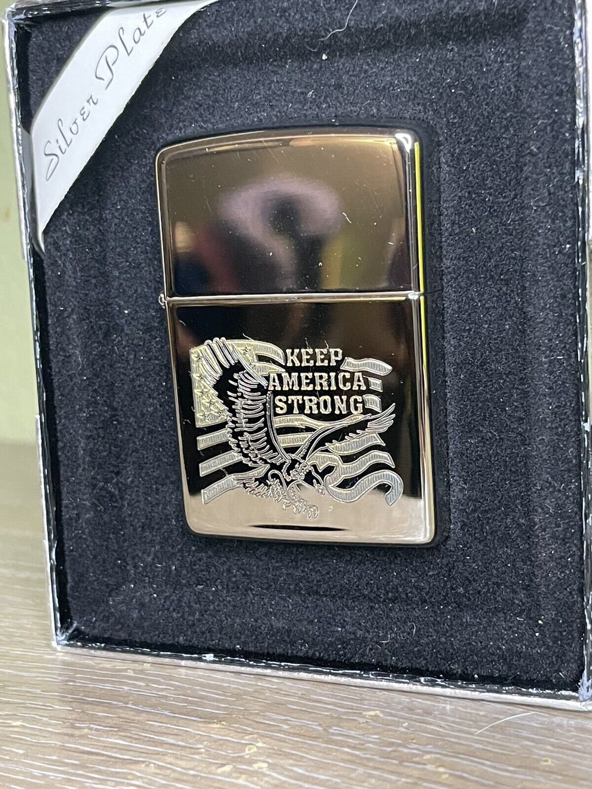 1993 Silver Plated Keep America Strong Limited Edition Zippo Lighter