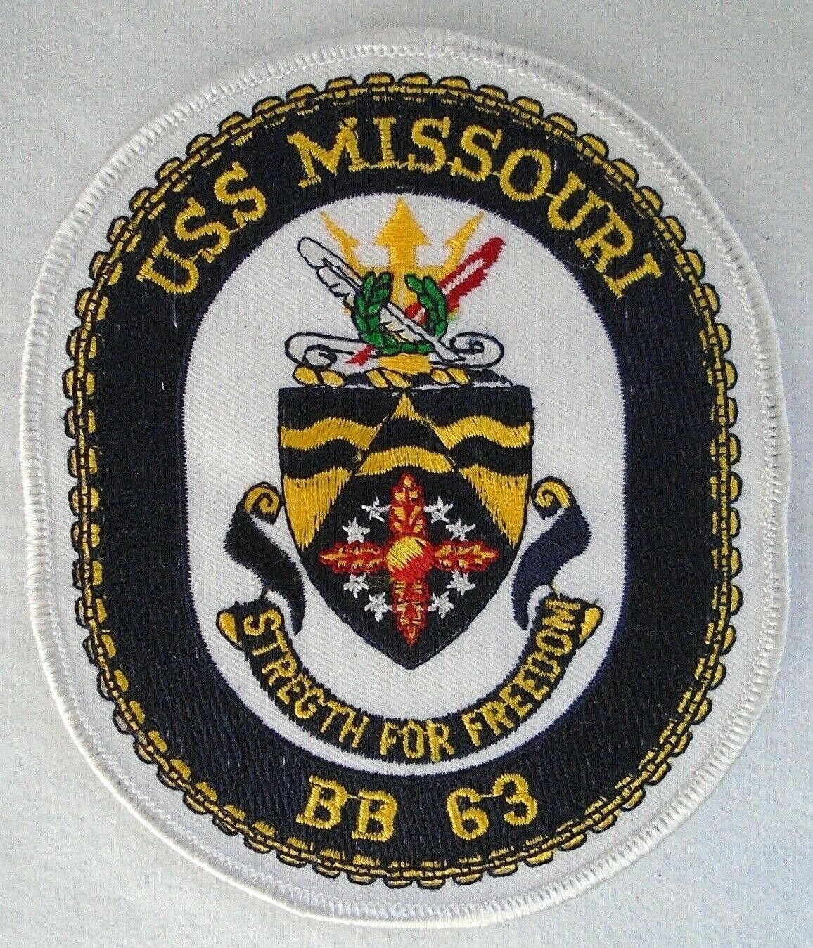Vintage USS Missouri Strength for Freedom BB 63 US Navy Battleship Patch