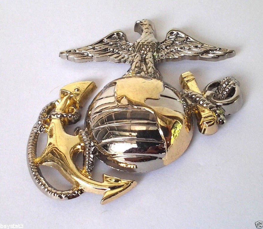 USMC EMBLEM Left Gold-Silver (LARGE 1-5/8\