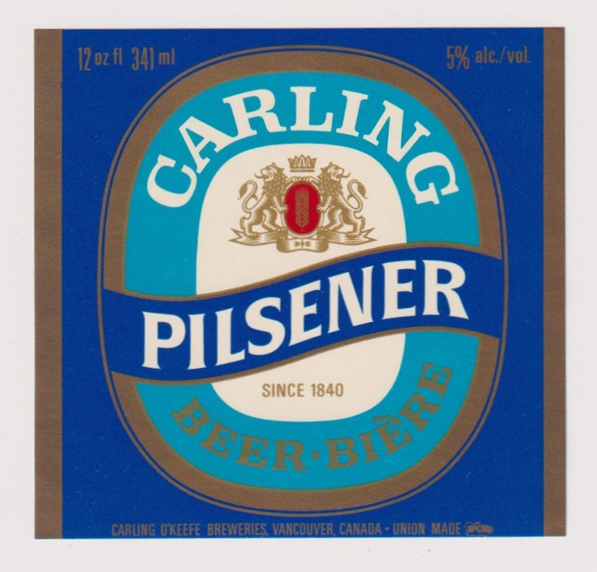 Carling Pilsener Beer Label