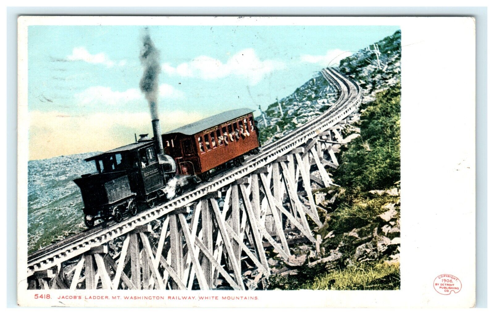 1907 Jacob\'s Ladder Mt. Washington Railway White Mountains NH New Hampshire