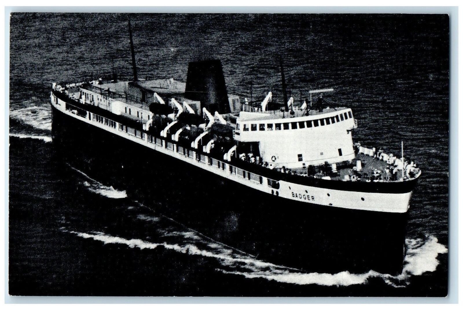 c1960\'s Steamship Badger Lake Michigan Michigan MI Unposted Reservation Postcard