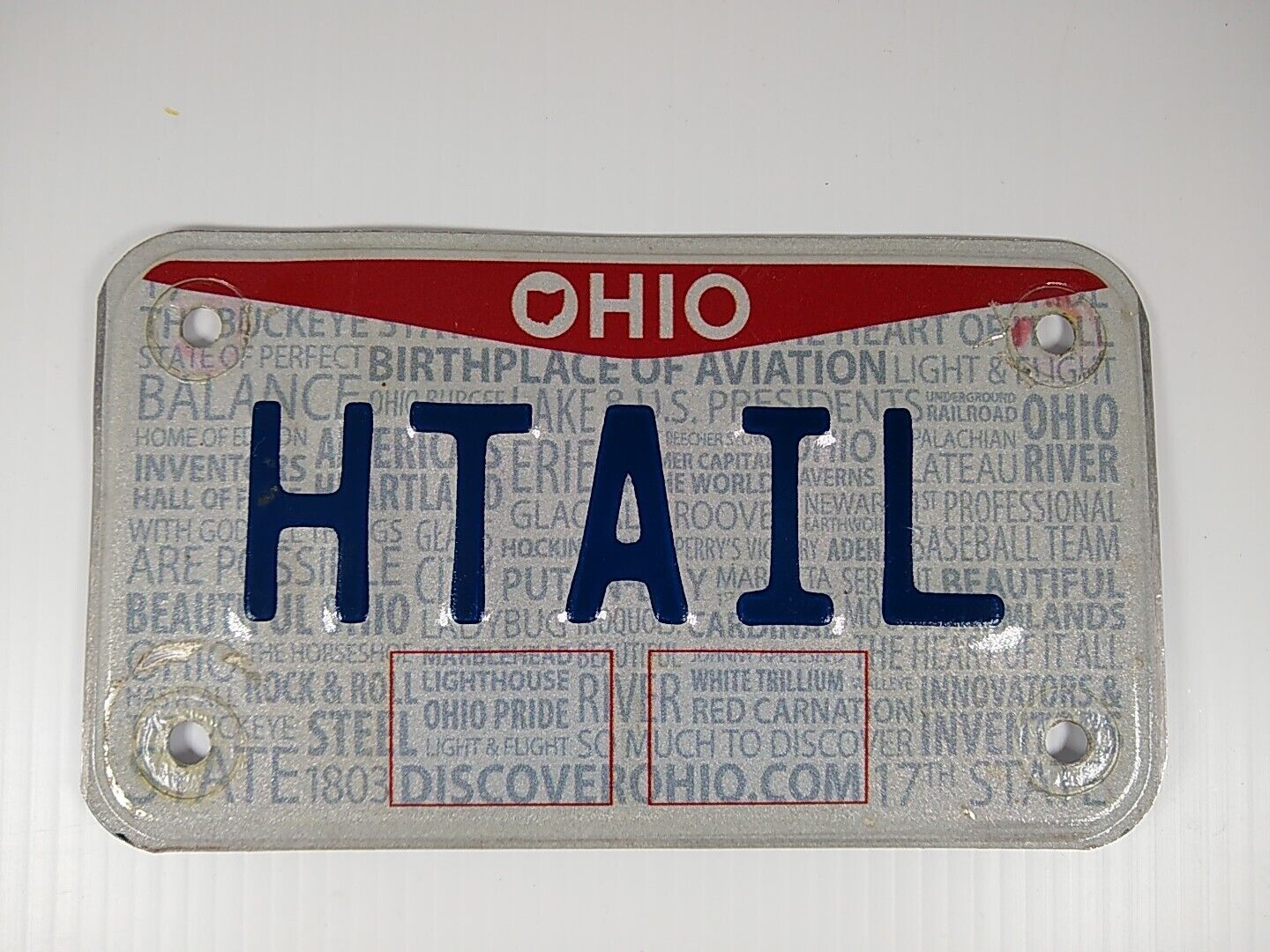 HTAIL Ohio Motorcycle License Plate Birthplace Of Aviation OH Bike 