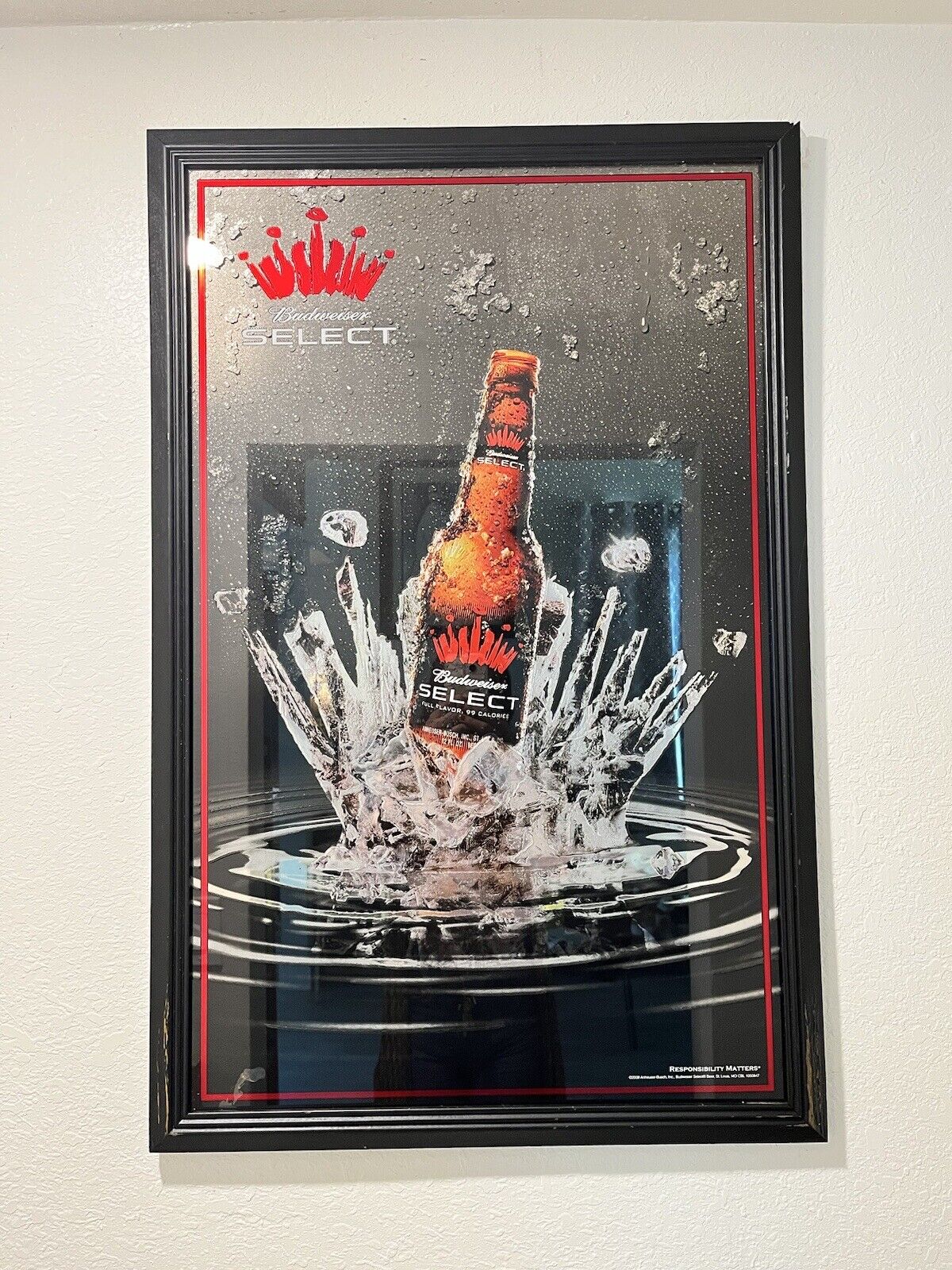 2008 Budweiser Commemorative Select Mirror / Glass Poster Framed For Man-cave