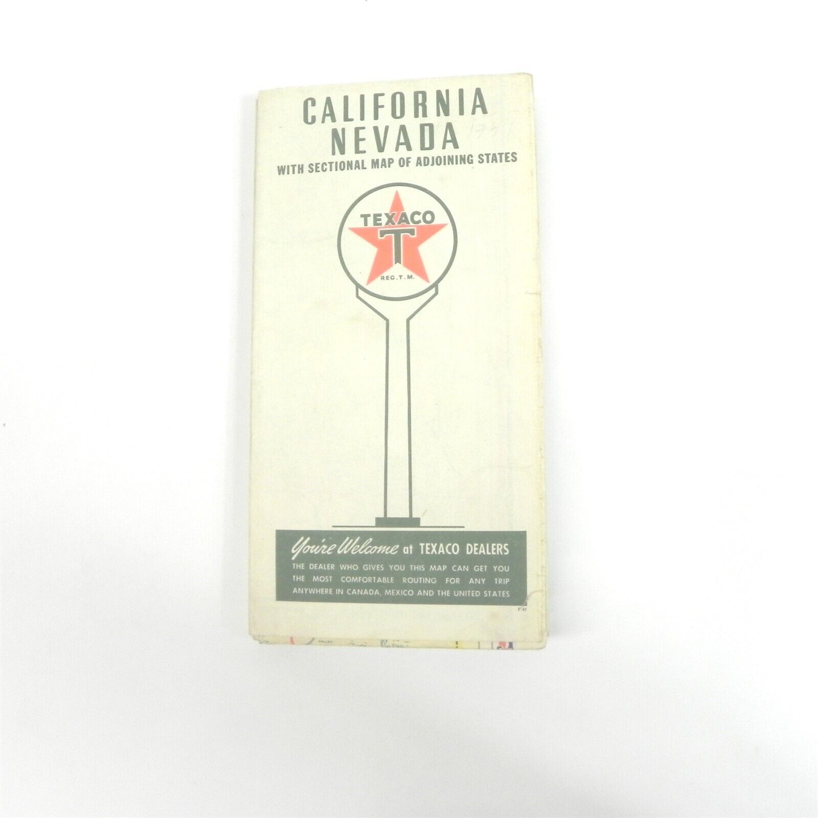 VINTAGE 1941 TEXACO OIL COMPANY MAP OF CALIFORNIA NEVADA TOURING GUIDE GAS OIL