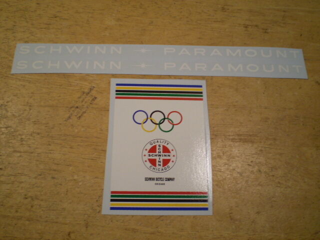 Mint Schwinn Approved White Paramount Bicycle Decal Set 