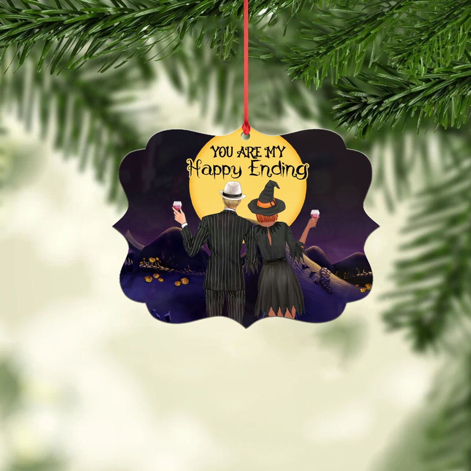 Personalized Couple Ornament, You Are My Happy Ending Happy Halloween Ornament