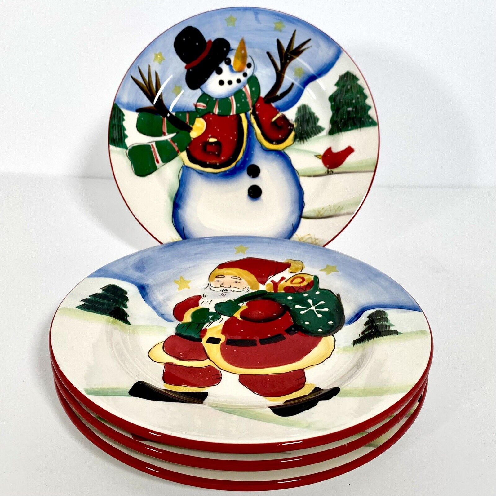 Christmas Designs Holiday Royal Seasons Dolomite Set of 4 Salad Plates 8.25
