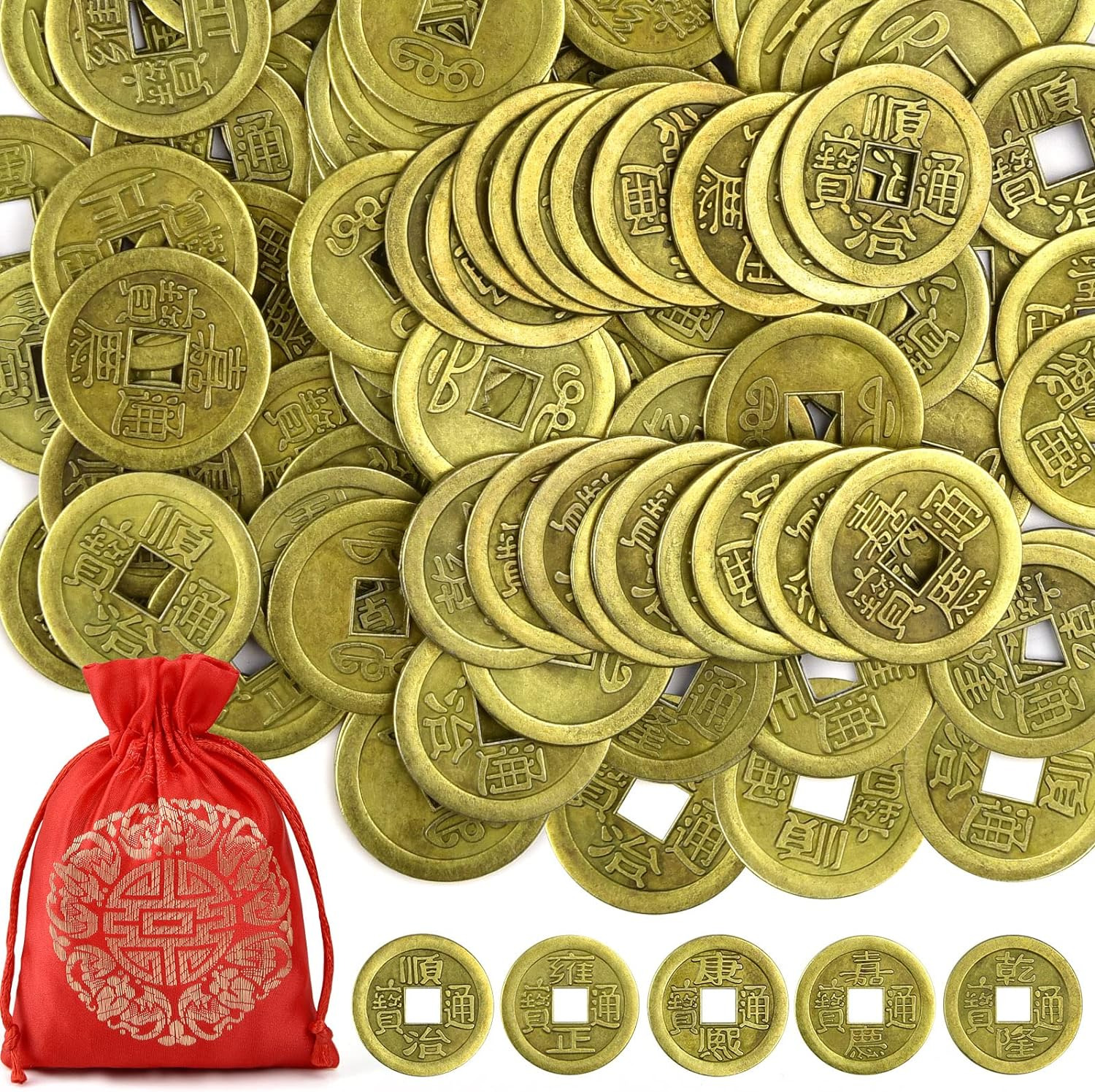 240 Pieces Chinese Fortune Coins Feng Shui I-Ching Coins Chinese Good Luck Coins