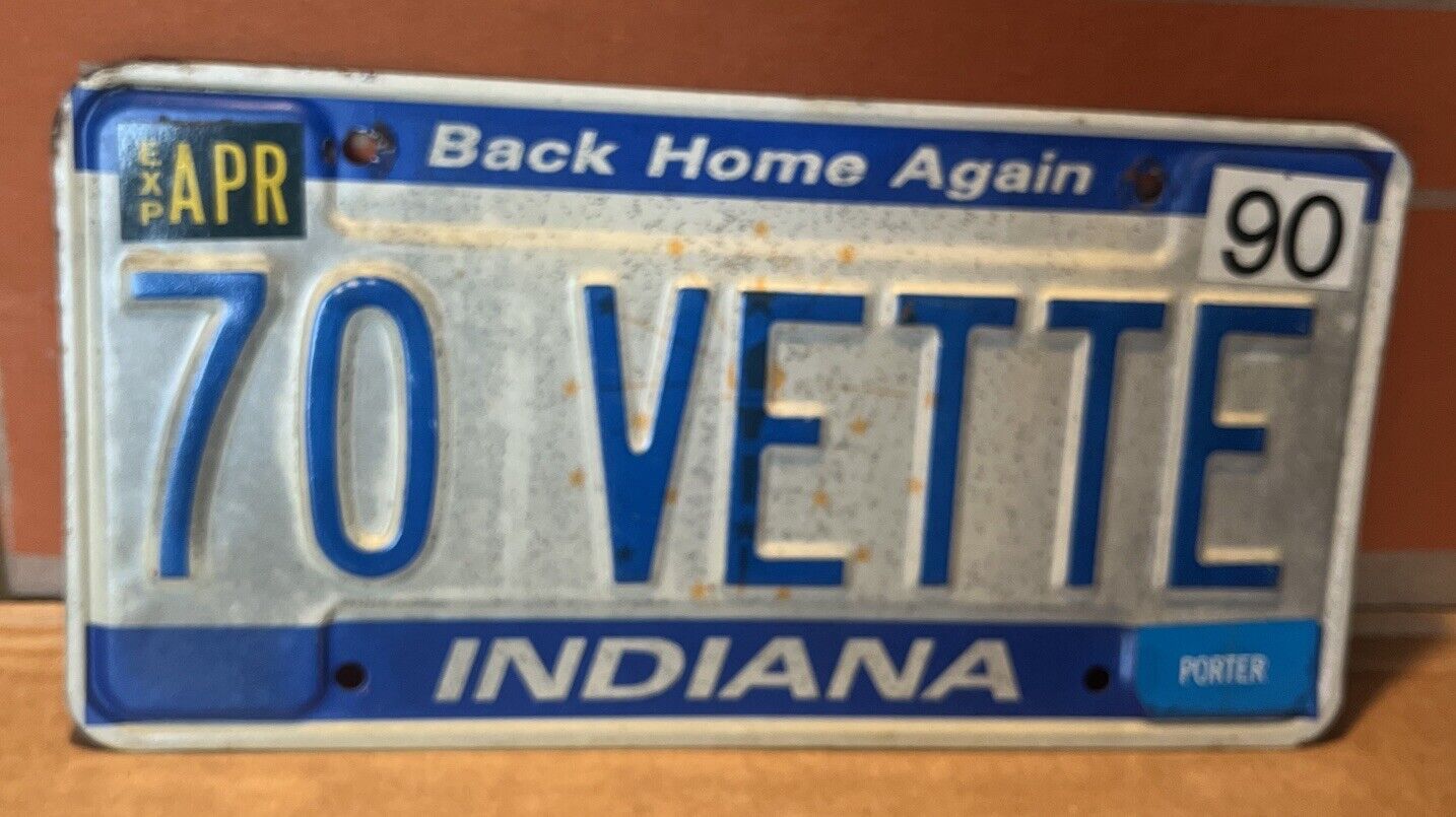 Indiana Corvette Embossed Vanity License Plate 70 VETTE