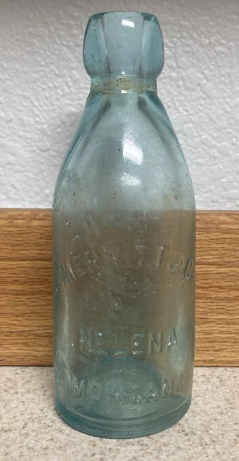 Antique Vintage Merritt & Co. Helena, Montana Aqua Blob Top Soda Bottle Pre 1920