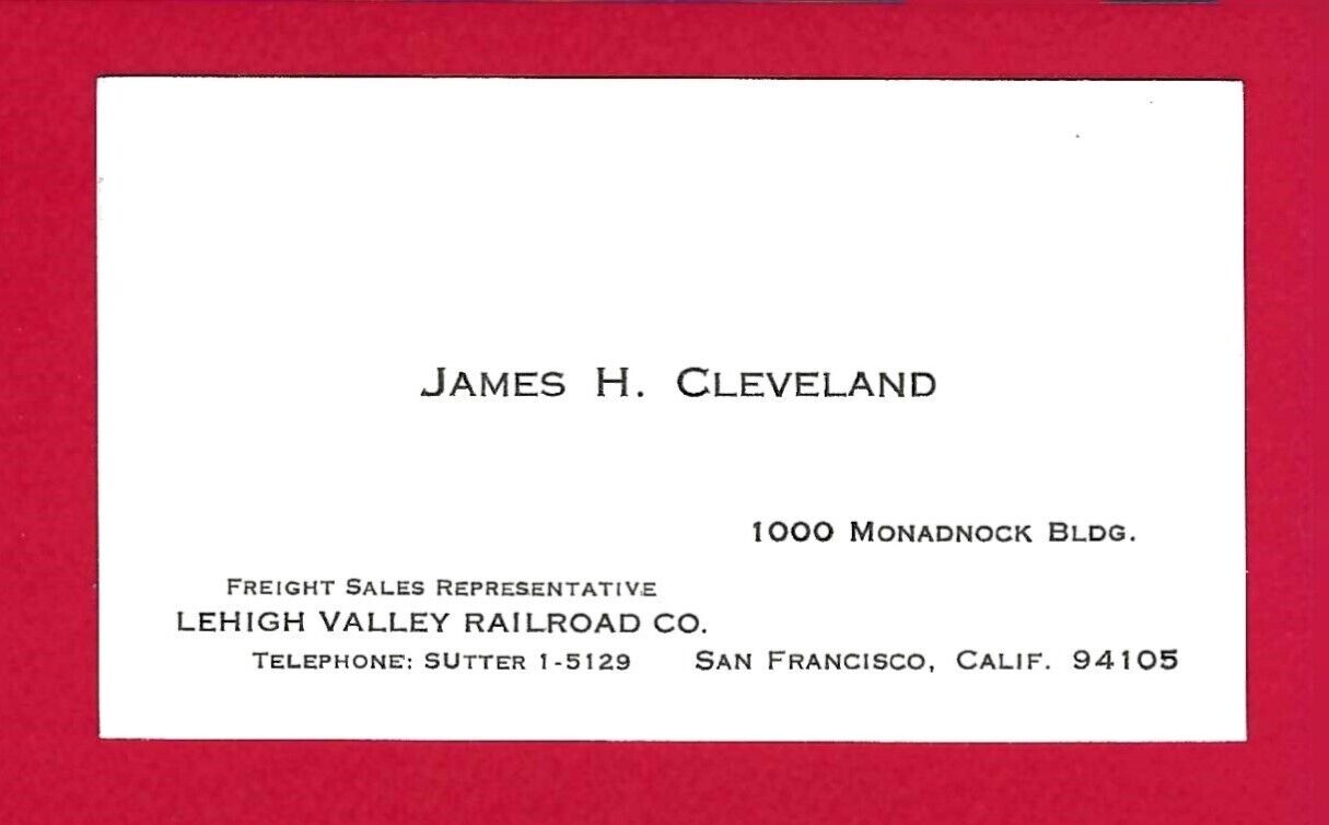 Vintage Lehigh Valley Railroad Business Card - LVRR - San Francisco - 1960's