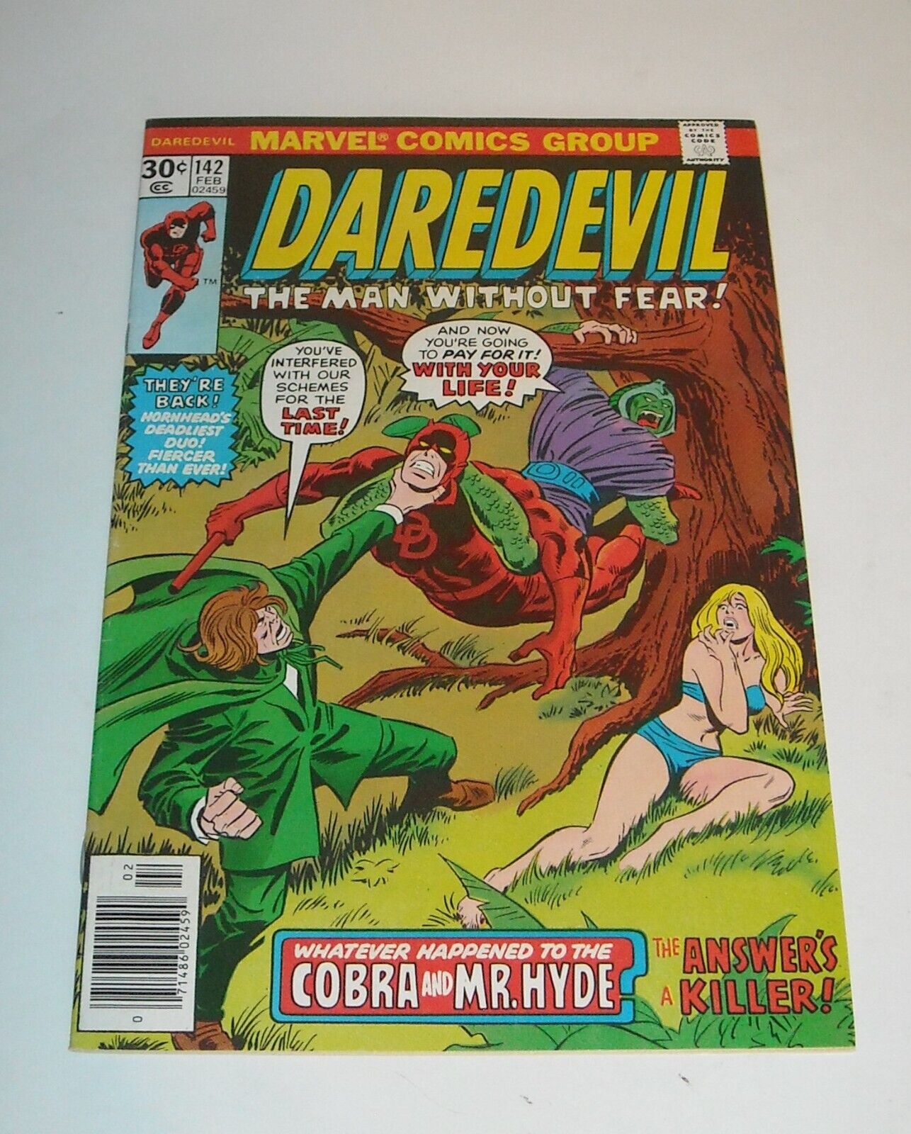 DAREDEVIL # 142 MARVEL COMICS February 1977 early BULLSEYE APPEARANCE COBRA HYDE