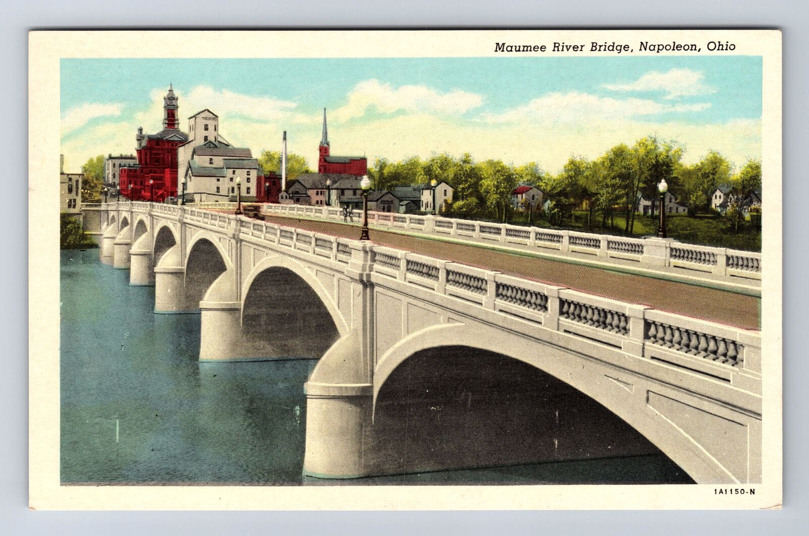 Napoleon OH-Ohio, Maumee River Bridge, Antique Souvenir Vintage Postcard