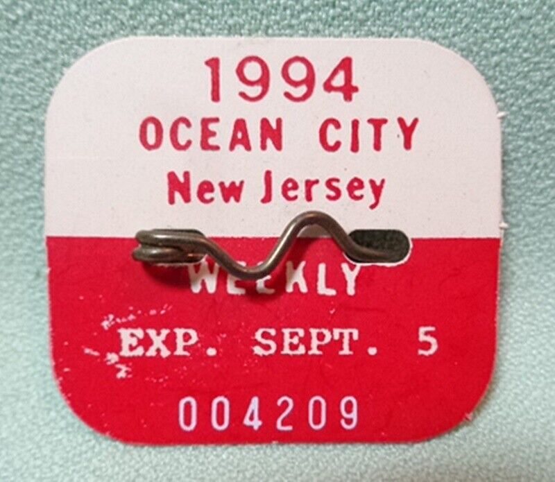Ocean City NJ Weekly Beach Tag 1994 Expires Sept 5