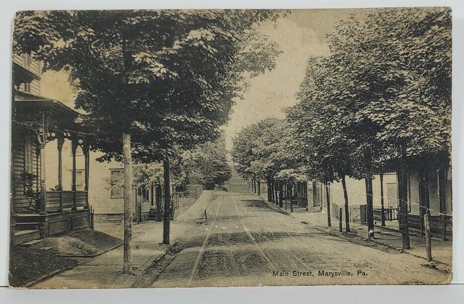 Marysville Pa Main Street c1910 John Thompson to Mom in Parkesburg Postcard N6