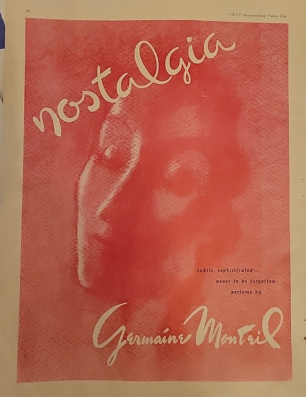 1948 Germaine Monteil Nostalgia Perfume Vintage art ad