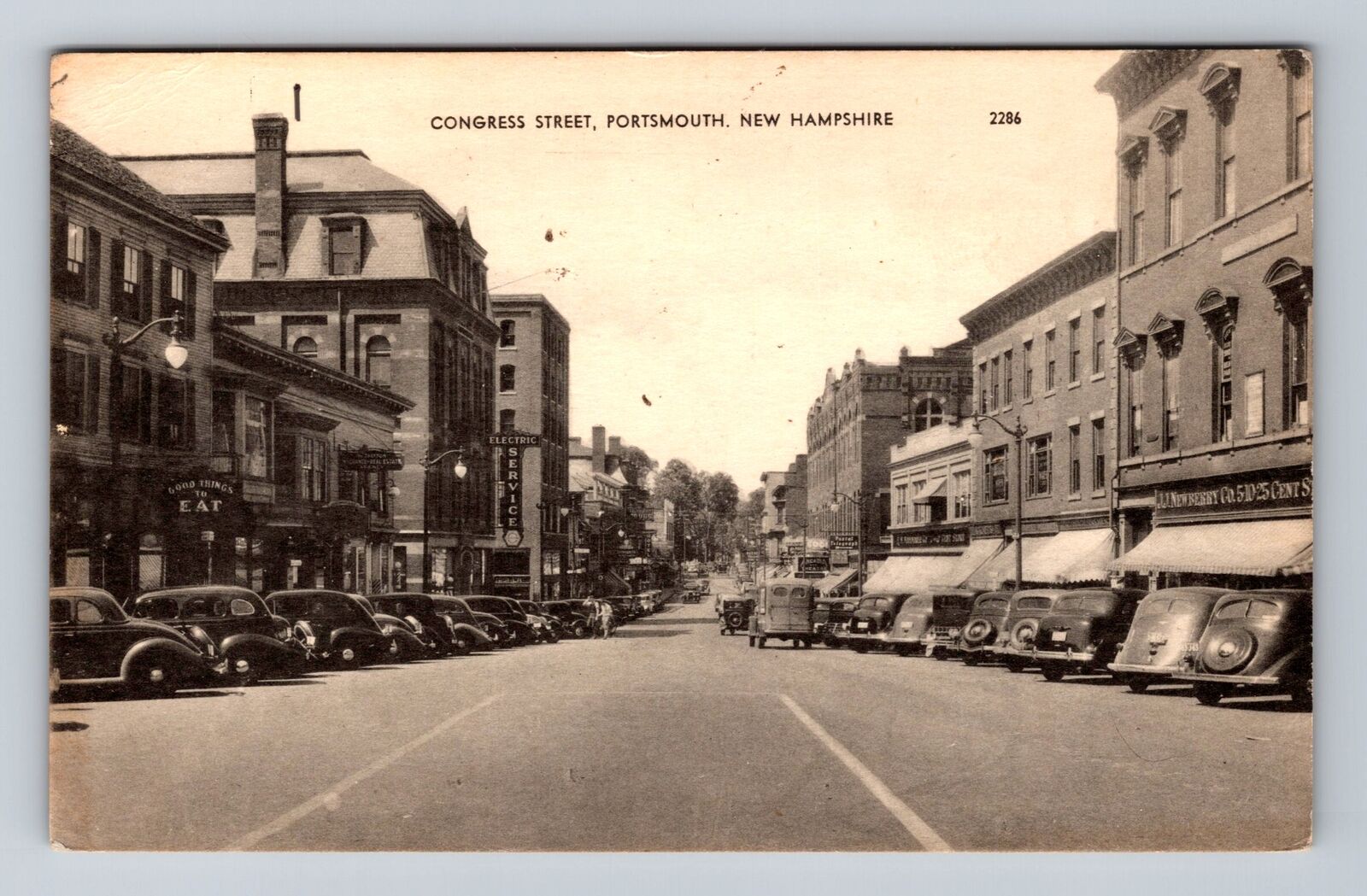 Portsmouth NH-New Hampshire, Congress Street, Advertising, Vintage Postcard