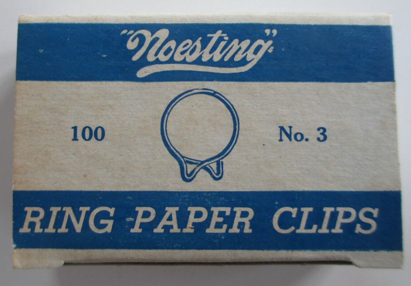 VINTAGE BOX NOESTING No 3 RING PAPER CLIPS ROUND STEEL WIRE OFFICE SUPPLIES B29