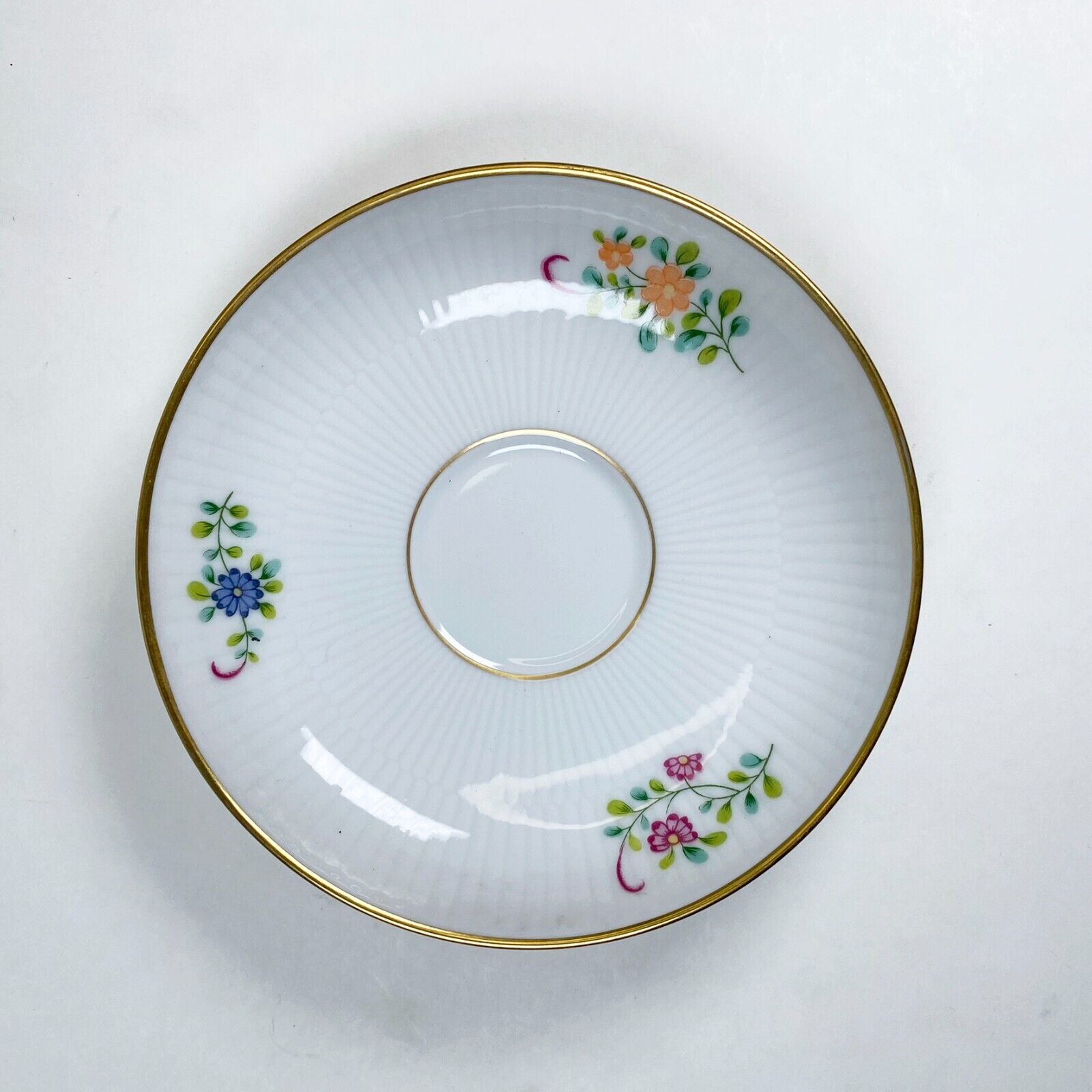 Vintage Hochst Porcelain Saucer With Printed Flowers And Gold Trim 5.25\