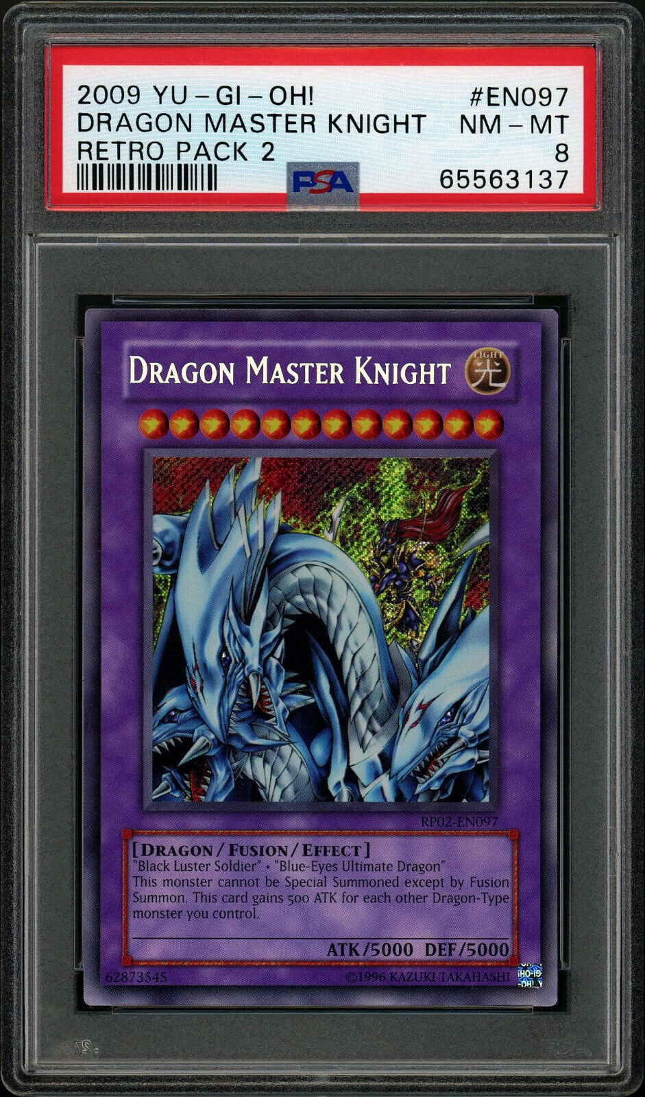 Yugioh Dragon Master Knight RP02 Secret Rare PSA8 NM-MINTgraded English