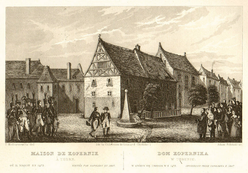 Copernicus house in Torun visited by Napoleon in 1807. Dom Kopernik 1839 print