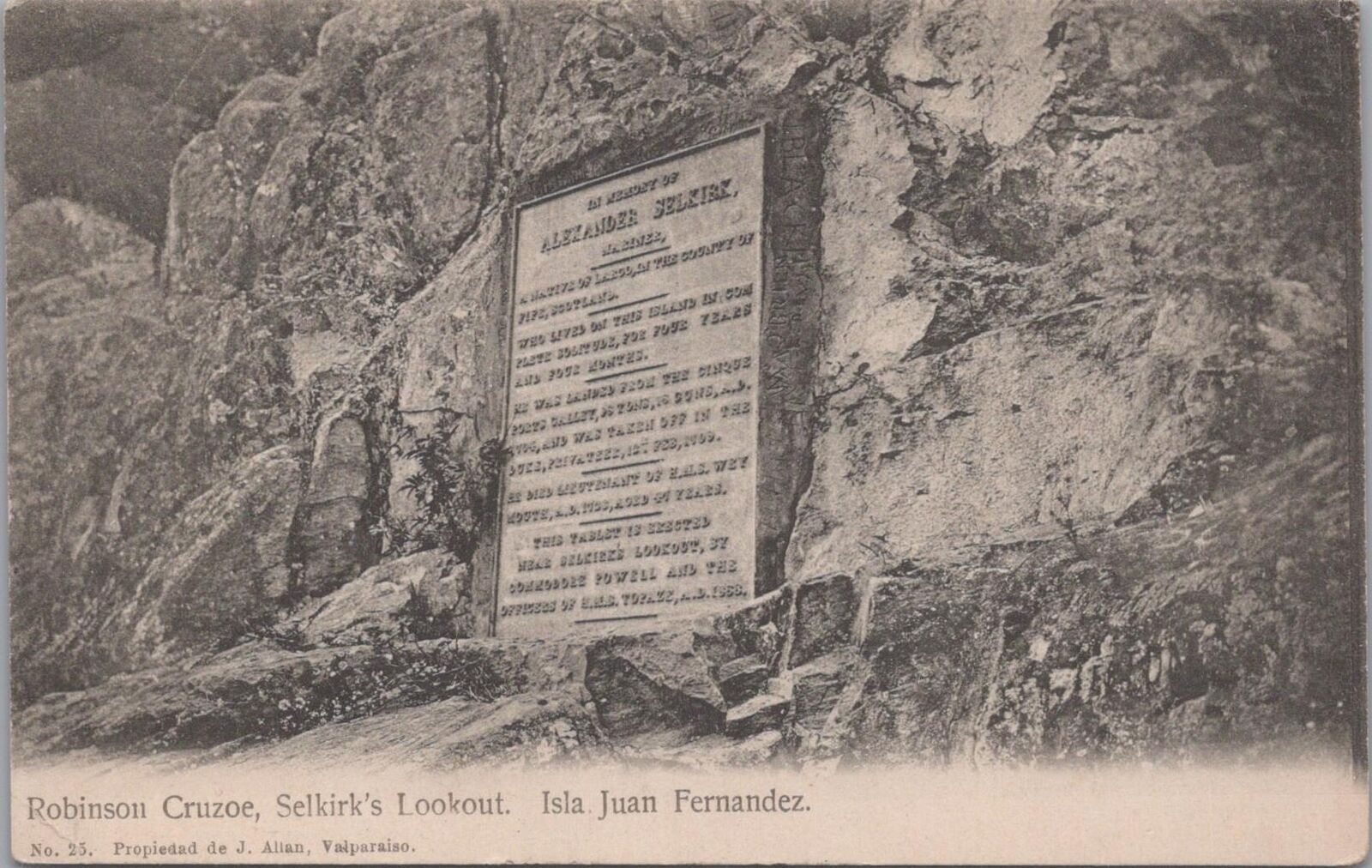 Postcard Robinson Crusoe Selkirk\'s Lookout Isla Juan Fernandez Chile 