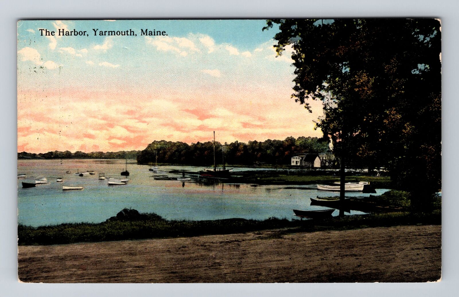 Yarmouth ME-Maine, Boats in The Harbor, Antique Souvenir Vintage Postcard
