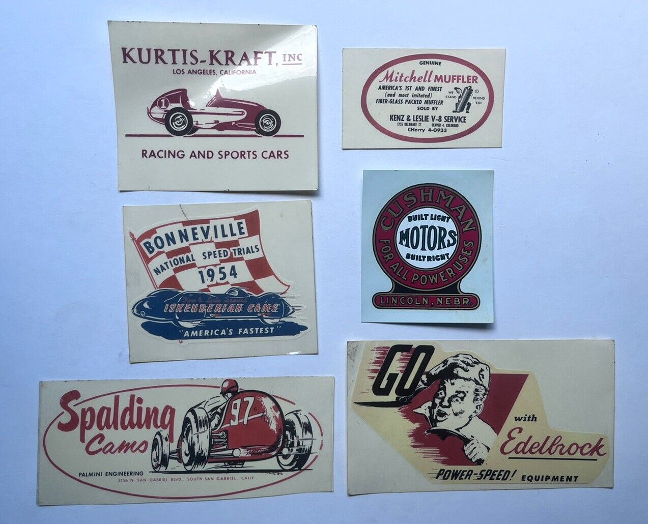 6 Vintage Original 1950-60s Car Racing Decals