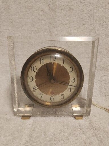 Vintage Seth Thomas Lucite Acrylic Alarm Clock 