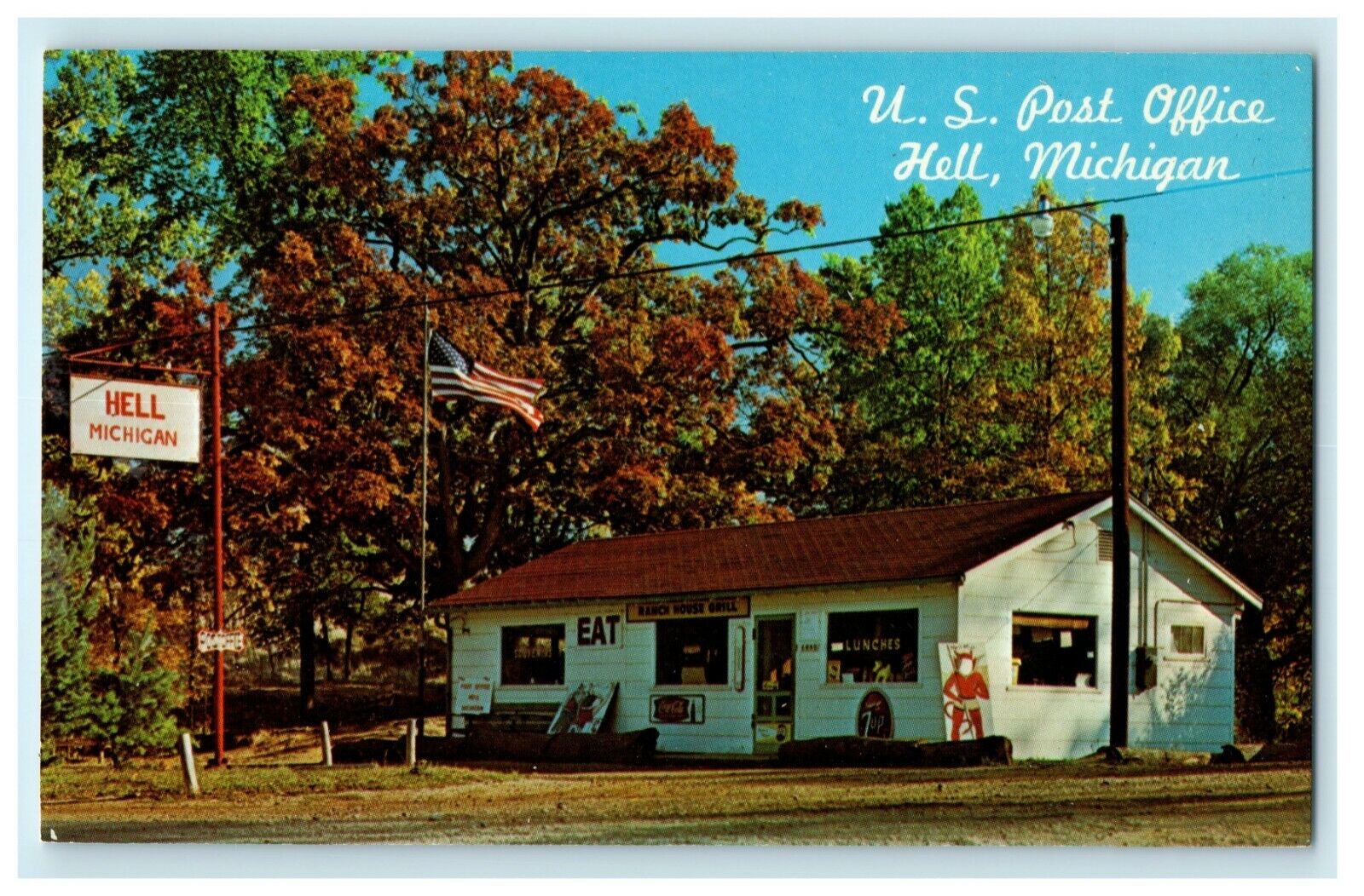 c1960's US Post Office Hell Michigan MI Unposted Vintage Postcard