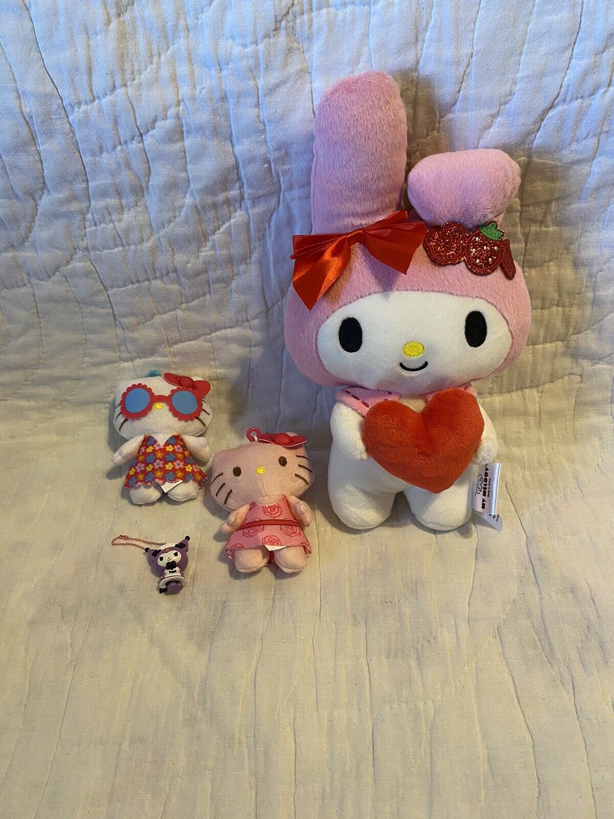 Hello Kitty Sanrio Lot - 3 Keychains and 1 Stuffed Animal - Great Condition