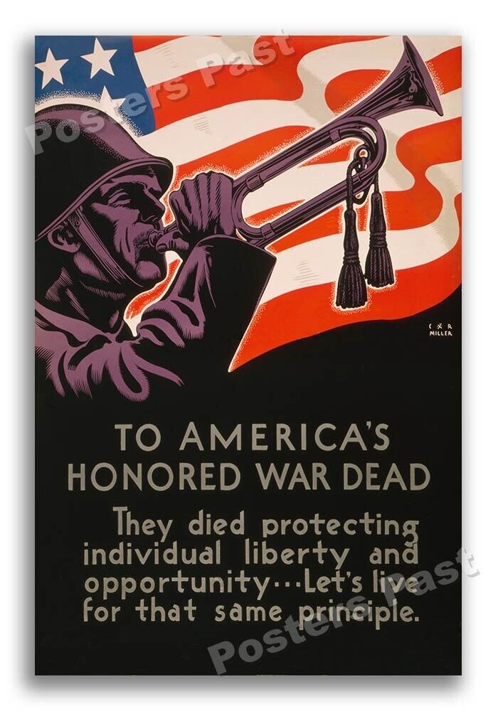 “To America’s Honored War Dead” Vintage Style 1944 World War 2 Poster - 24x36