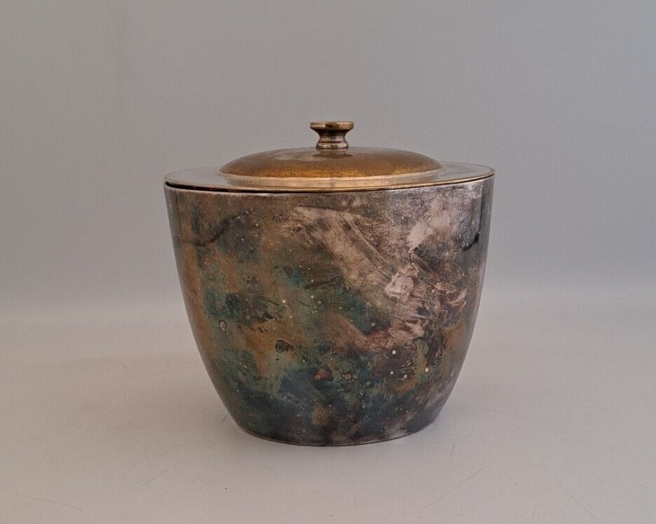 Antique Gustave Keller Silver Gilt Jar w Lid Sugar Bowl Vanity Dresser Box Dish