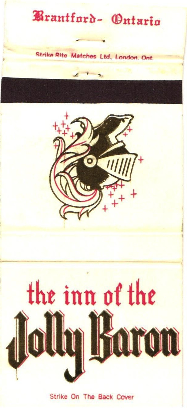 Brantford Ontario Canada The Inn of The Jolly Baron Vintage Matchbook Cover