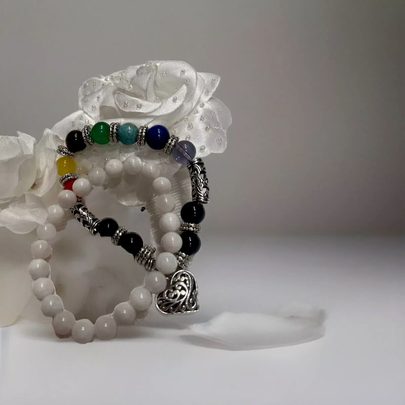 2pcs Jewelry Chic Retro 7 Chakra Healing Yoga Reiki Prayer Bead