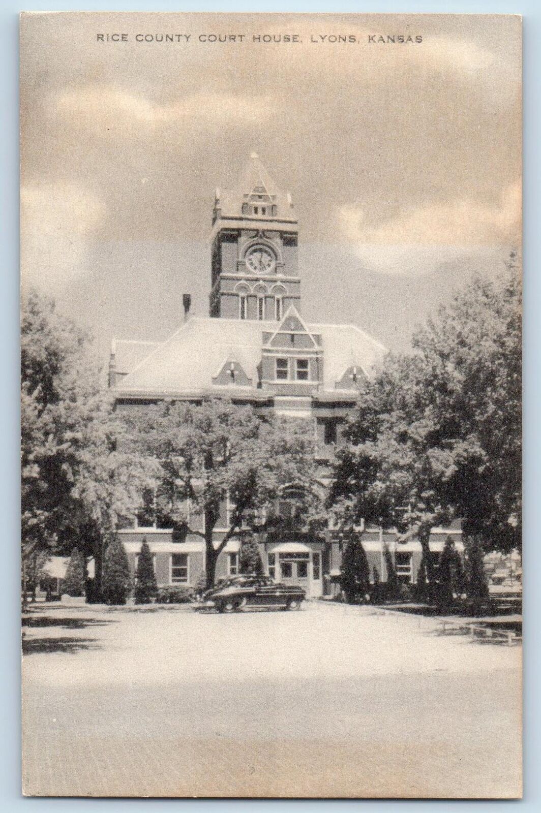Lyons Kansas KS Postcard Rice County Court House Exterior Scene  c1910s Antique