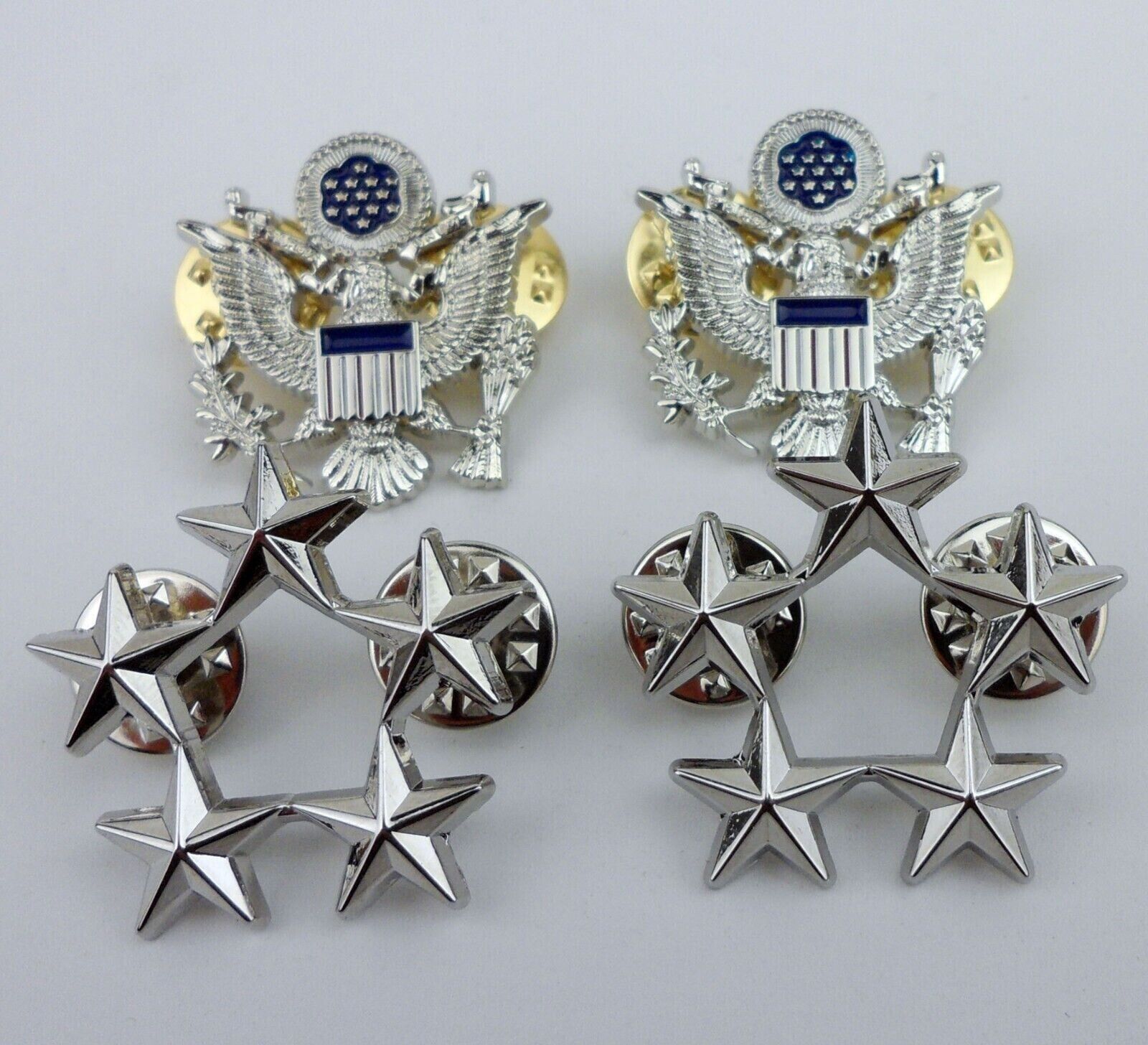 Set WWII US Shoulder Eagle Air Force General Five Star Rank Badge Insignia Pins