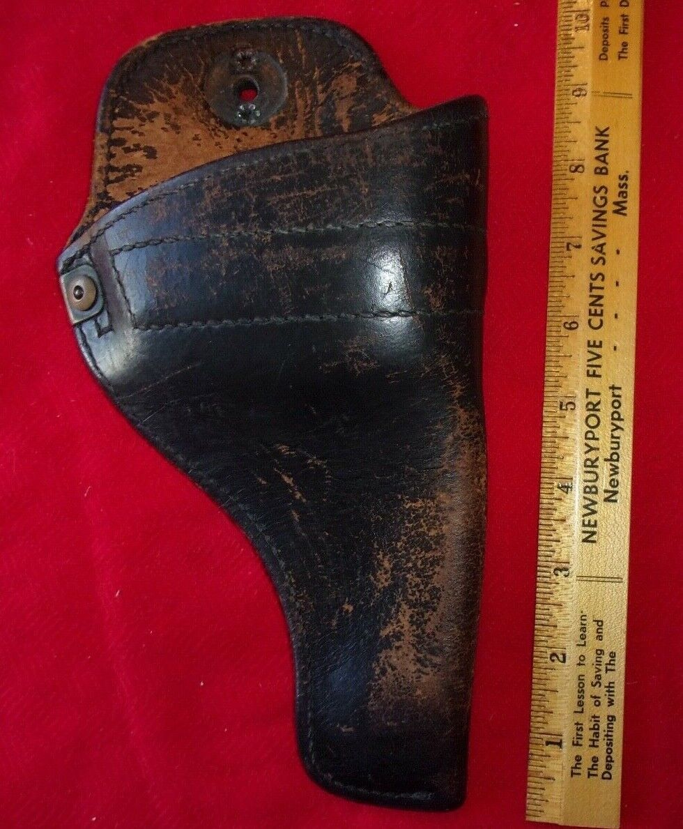 WWI or WWII Leather Holster Revolver Pistol holder Vintage 